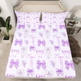 thumbnail image 2 of Manfei Dreamy Plum Bowknot Queen Sheet Sets for Girls, Fairy Tale Princess Flat Sheet, Kawaii Cute Cartoon Queen Fitted Sheet, Luxury Bedroom Decor, 4-Piece, 2 of 7