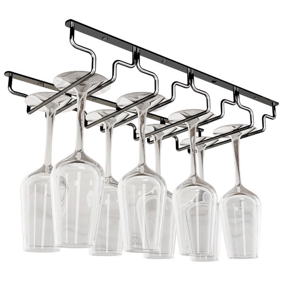Wine Glasses Rack Under Cabinet Rack,Wine Glass Hanger Rack Wire Wine Glass Holder Storage Hanger for Cabinet Kitchen Bar (4 Rows)