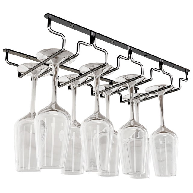 Wine Glasses Rack Under Cabinet Rack,Wine Glass Hanger Rack Wire Wine Glass Holder Storage Hanger for Cabinet Kitchen Bar (4 Rows)