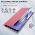 thumbnail image 2 of Phone Case for Samsung Galaxy A54 5G Case, Smart Clear View Window Luxury Slim Mirror for Galaxy A54 Case with Kickstand, Leather Hard PC Flip Shockproof Protective Cover Samsung A54 Case, Pink, 2 of 14