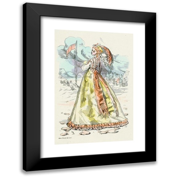 Henri Boutet 11x14 Black Modern Framed Museum Art Print Titled - 1965 Nineteenth Century Female Modes (1908)