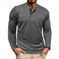 thumbnail image 2 of USNSM Mens Henley Shirts Long Sleeve with Pocket Fall Cotton Casual T-Shirts Plain Moisture Wicking Tee with 3 Button Gray XXL, 2 of 7