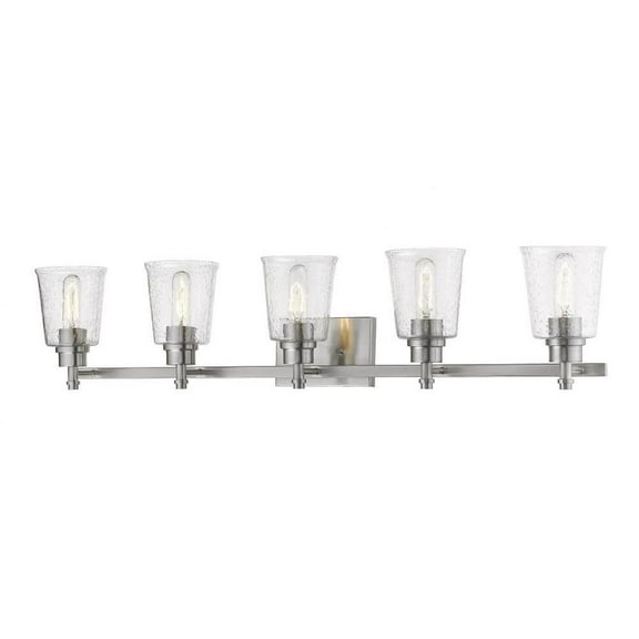 5 Light Steel Vanity Light Fixture with Clear Seedy Glass-8.5 inches H By 41.25 inches W-Brushed Nickel Finish Bailey Street Home 372-Bel-2959205