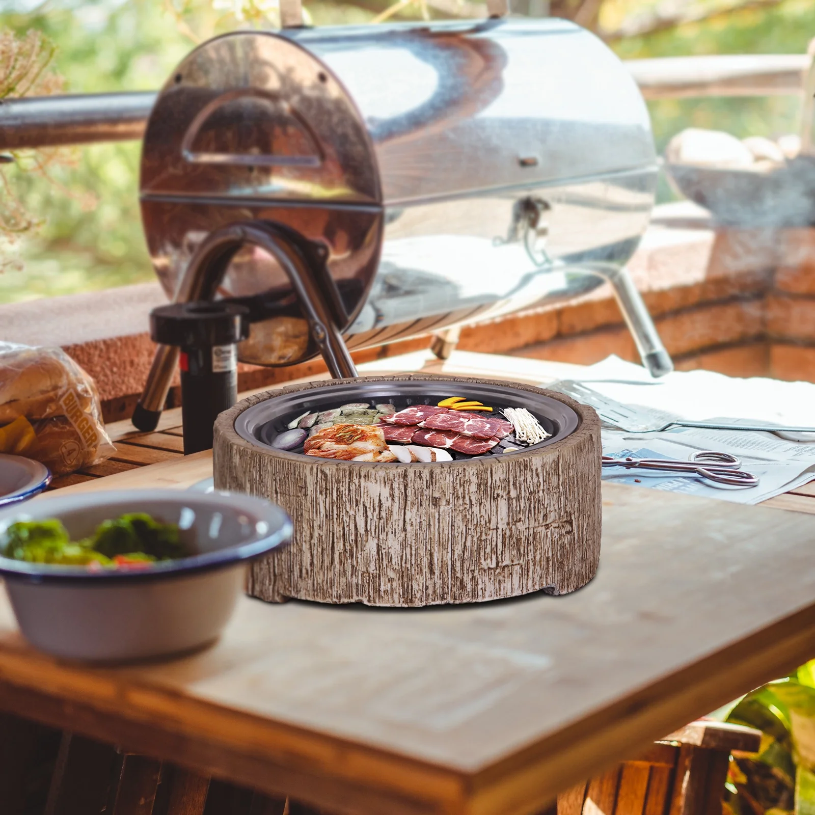 Afterglow 15 Inches Charcoal Grill Barbecue Smoker Stove Tabletop BBQ Outdoor Party for Patio Garden Backyard Decking Camping, Brown