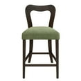 thumbnail image 7 of GDF Studio 25.5" Upholstered Counter Height Bar Stools, Open Back, Wood Frame, Dark Brown+Green, Set of 2, 7 of 7
