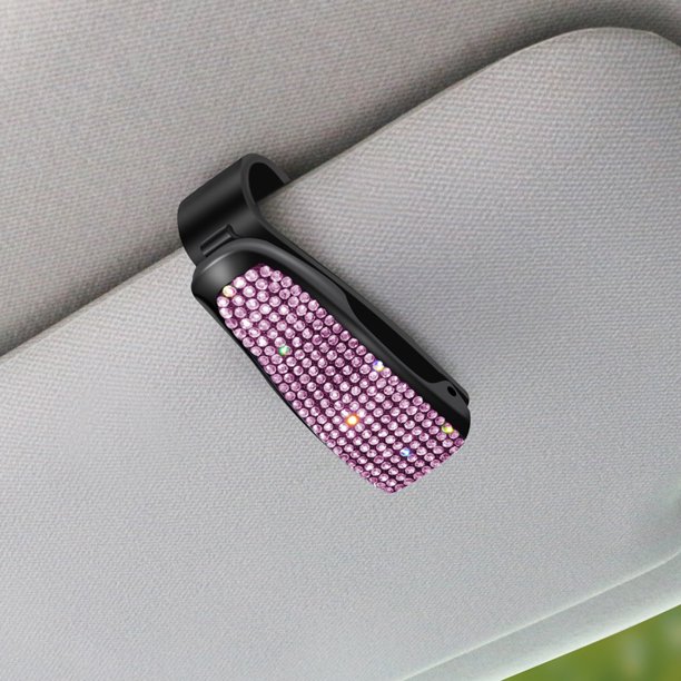 Parasol multifuncional para coche, soporte para gafas con forma de diamante, soporte para billetes, soporte creativo para gafas con perforación en caliente, suministros para coche para mujer