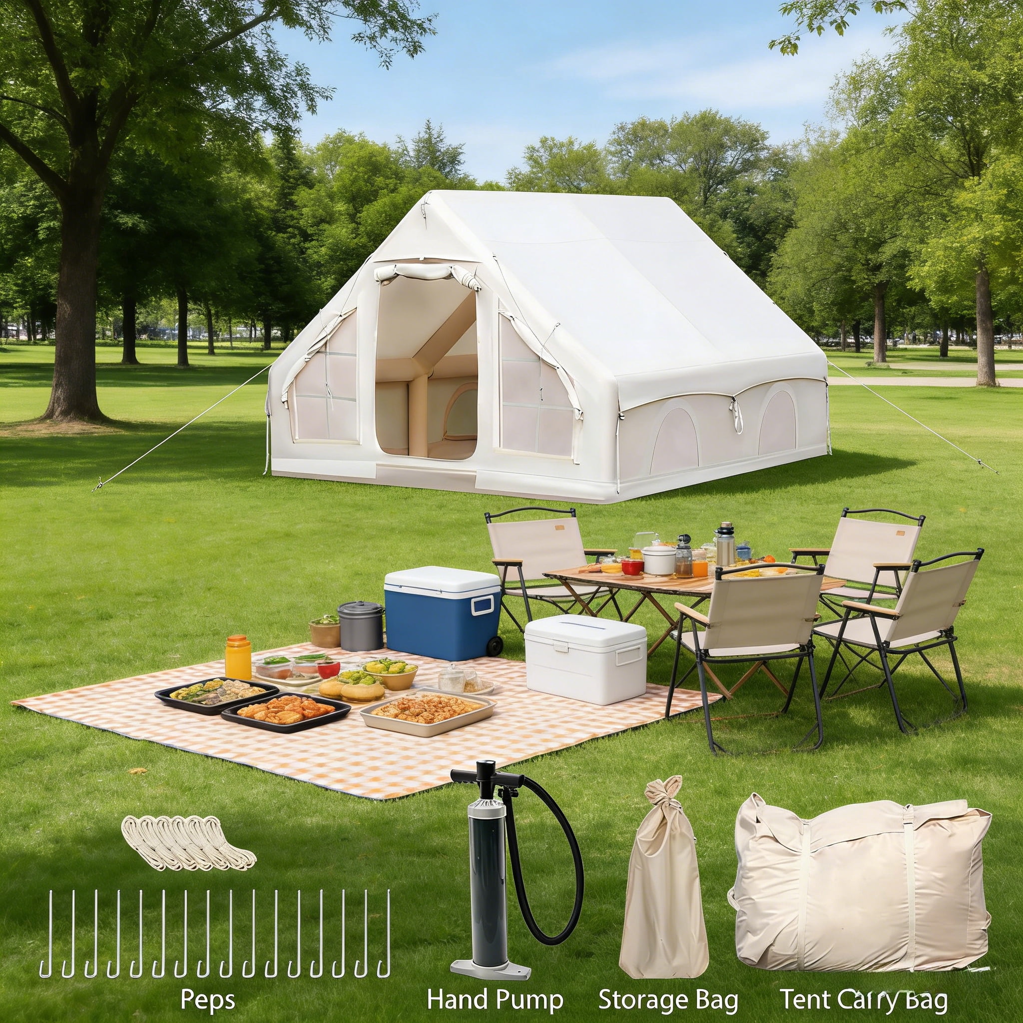 Vakiorn 12 Sq m Inflatable Air Tent 4-8 People Waterproof Oxford Fabric Instant Setup for Camping Outdoor Adventures