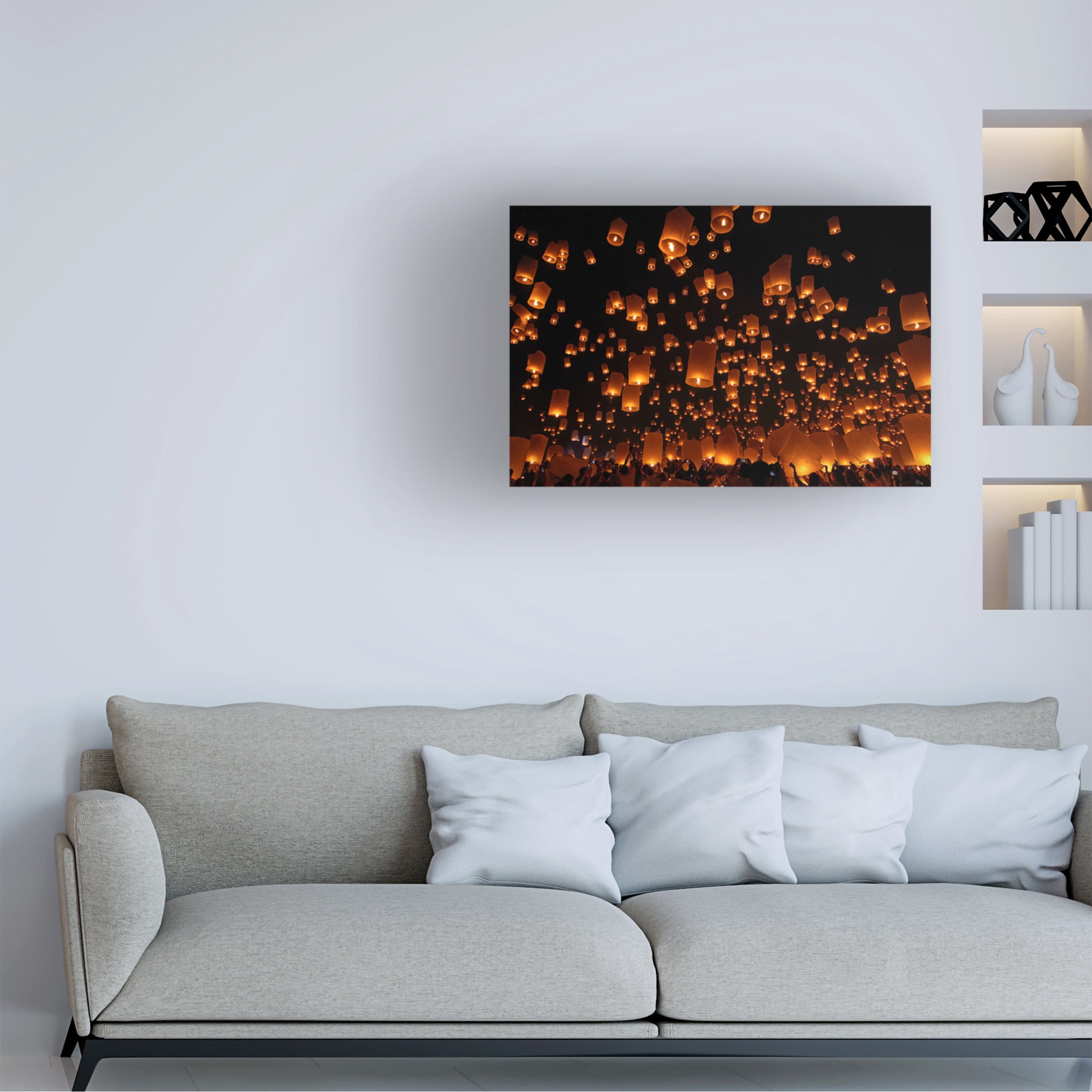 Vichaya 'Floating Lanterns' Canvas Art