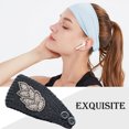 thumbnail image 3 of Crochet Headbands Winter Leaves Pattern with Rhinestones Elastic Head Head Wraps Protector Wide Warm Chunky Hair Accessories for Girls Black, 3 of 6