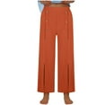thumbnail image 1 of Timegard Pants for Women Elastic High Waisted Button Straight Leg Solid Color Casual Loose Comfy Pants, 1 of 6