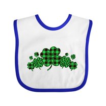 Inktastic St. Patrick's Day Clovers in Plaid Boys or Girls Baby Bib