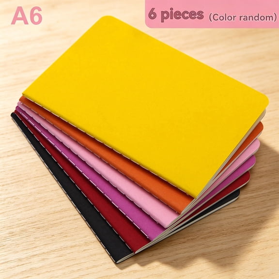 A6 Pocket Notebook, 6-Pack, Lined Journal, 30 Sheets, Random Colors