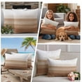 thumbnail image 4 of Brown White Ombre Outdoor Pillow Covers 24x24 Set of 2,Waterproof Patio Throw Pillowcase Protectors,Vintage Farmhouse Abstract Striped Decorative Pillow Shams Cushion Covers for Seat Bed Couch Sofa, 4 of 8