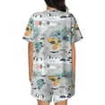 thumbnail image 3 of Naloa The World Map with Cartoon Animals Women's Short-Sleeved Pajama Set, Loungewear, Summer pajamas, Breathable Cozy - 4X-Large, 3 of 9