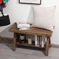 thumbnail image 3 of 30-Inch Solid Wood Farmhouse Entryway Bench, Rustic Storage Bench Seat for Indoors, Living Room, or Dining Room, Natural, 3 of 6