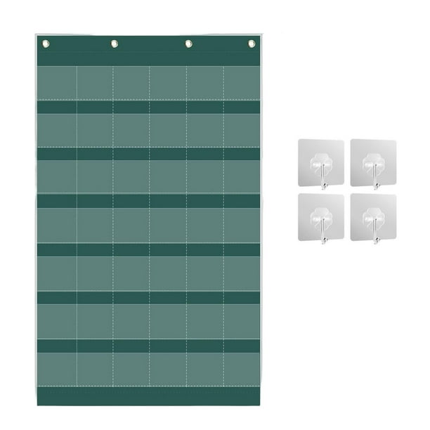Gráfico de reconocimiento de palabras para colgar en la pared, reconocimiento de palabras, material didáctico, gráfico de 42 Verde con Blanco CUTICAT Gráfico de bolsillo