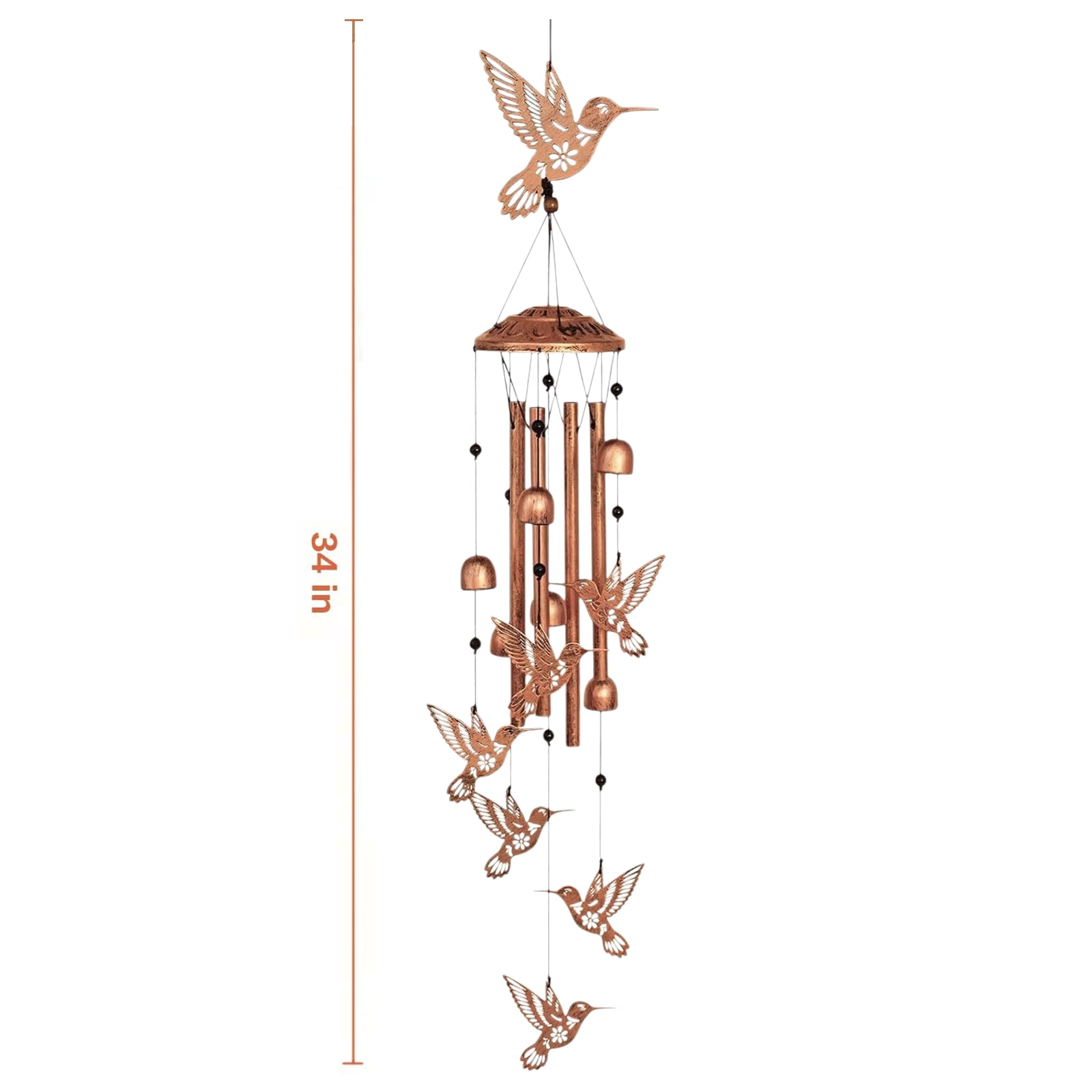 Yucurem Hummingbird Wind Chime for Outside, Handmade Metal Garden Wind Chimes, Melodic Weatherproof Wind Bell for Patio Porch Decor