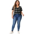 thumbnail image 3 of DARING DIVA Women's Plus Size V Neck Short Sleeve Loose Tie Dye Tunic Tops 1X Black, 3 of 6
