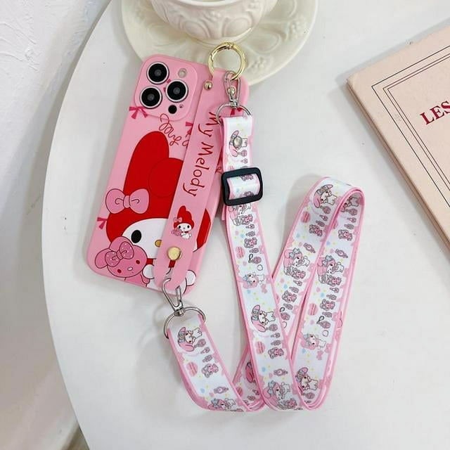 2024 Hello Kitty For Huawei P20 P30 P40 lite Pro Y9 Y6 Y9 Prime Y9s Mate 20 lite NOVA 5t Phone Case Wrist Strap Rope Liuxinyi