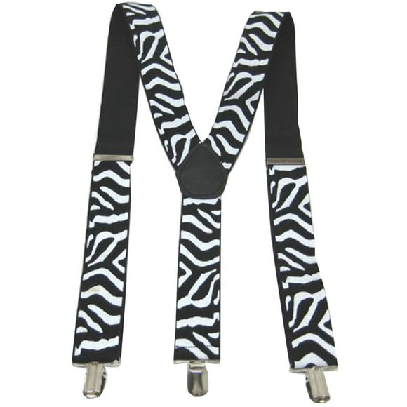 Zebra Striped Clip-On Suspenders