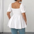 thumbnail image 4 of Women's Summer Peplum Tops Square Neck Ruffle Trim Short Sleeve Blouse Top Dressy Casual Shirts,XL, 4 of 4