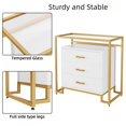 thumbnail image 2 of 3 Drawer Dresser with Tempered Glass Top Shelves Wooden Chest Dresser with Steel Frame,White, 2 of 5