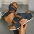 thumbnail image 5 of Dakaela Cork Wedges Platform Slides Women's Thick Sole Non Slip Summer Sandals with Double Buckles, 5 of 7