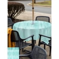 thumbnail image 5 of Outdoor Tablecloths with Umbrella Hole & Zipper, Turquoise 54x54 Inch Square Tablecloths, Modern Abstract Art Ombre Striped Waterproof Table Cloth, Patio/Pool/Picnic Table Covers, 5 of 8