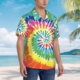 thumbnail image 4 of Tie Dye Mens Hawaiian Shirt Short Sleeve Casual Button Up Tropical Summer Beach Shirt, 4 of 9