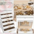 thumbnail image 3 of 6-Tier Jewelry Box Lockable Leather Jewelry Storage Case with 5 Drawers for Women Girls Ring Necklace Earring Bracelet Holder Organizer with Mirror, 3 of 15