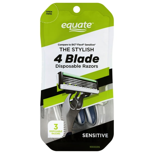 Equate The Stylish 4 Blade Disposable Razors for Men, 3 count Walmart