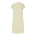 thumbnail image 5 of Stylish SMihono Linen Casual Dresses for Women Flowy V Neck Short Sleeve 2025 Maxi Dress Lightweight Summer Beach Vacation Clothes White L, 5 of 5