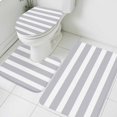thumbnail image 4 of Light Grey Striped Bathroom Rugs Set Modern Stripe Simple Style Abstract Non Slip Absorbent Soft Bath Mats 3 Piece Set with Bathroom Rug, U-Shaped Floor Mat, Toilet Seat Cover Large Size, 4 of 9