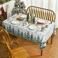 thumbnail image 2 of Christmas Tablecloth 60×84 Inch Rectangular, Winter Snow Trees White Washable Table Cover for Party Picnic Dinner Decor, 2 of 6