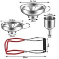 thumbnail image 2 of Kitchen Funnel Set, 4 Pcs Kitchen Strainer Funnel, Stainless Steel Funnel, Stainless Steel Small Funnel Jam Tongs Jars Jam Funnel, 2 of 5