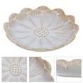thumbnail image 3 of 3pcs Ceramic Seasoning Sauce Dishes Sunflower Shaped Food Dipping Plates Vintage Tableware (Vintage White), 3 of 3