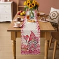 thumbnail image 2 of Valentine's Day Table Runner - 72 Inch Long Pink Gnomes Love Roses Sweet Beige Cotton and Linen Blended Dress Scarves Farmhouse Table Runner for Kitchen Dining, Coffee Table, 13" x 72", 2 of 8