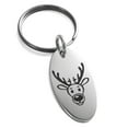 thumbnail image 1 of Stainless Steel Cute Reindeer Engraved Small Oval Charm Keychain Keyring, 1 of 1