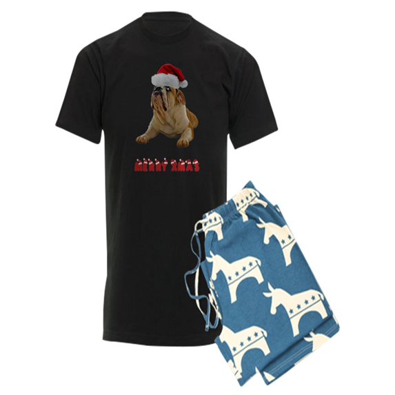 CafePress - Bulldog Christmas - Men's Dark Pajamas