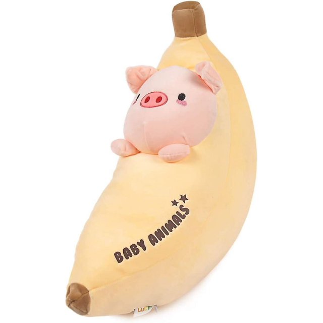 Cerdo de peluche de 55 cm, adorable plátano de peluche kawaii, peluche blando de anime, regalo para niños y niñas en Halloween.