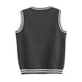 thumbnail image 5 of FAOWME Kids Boys Knitted Vest Sleeveless V Neck Print Color Block Warm Lightweight Sweater Top For Autumn Winter Daily Wear,Dark Gray,11-12 Years, 5 of 5