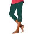 thumbnail image 2 of Women Capri Leggings 2024 Dressy Casual Summer Capris Knee Length Crop Pants Trendy Lightweight Ladies Clothing Dark Green 2XL, 2 of 4