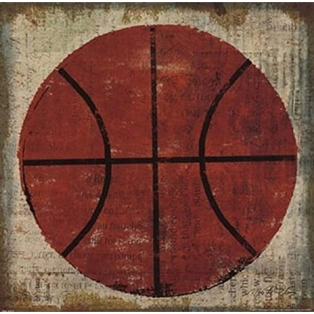 - Buyartforless Ball II (Basketball) by Jo Mullan 12x12 Art Print Poster Kids Boys Room Sports
