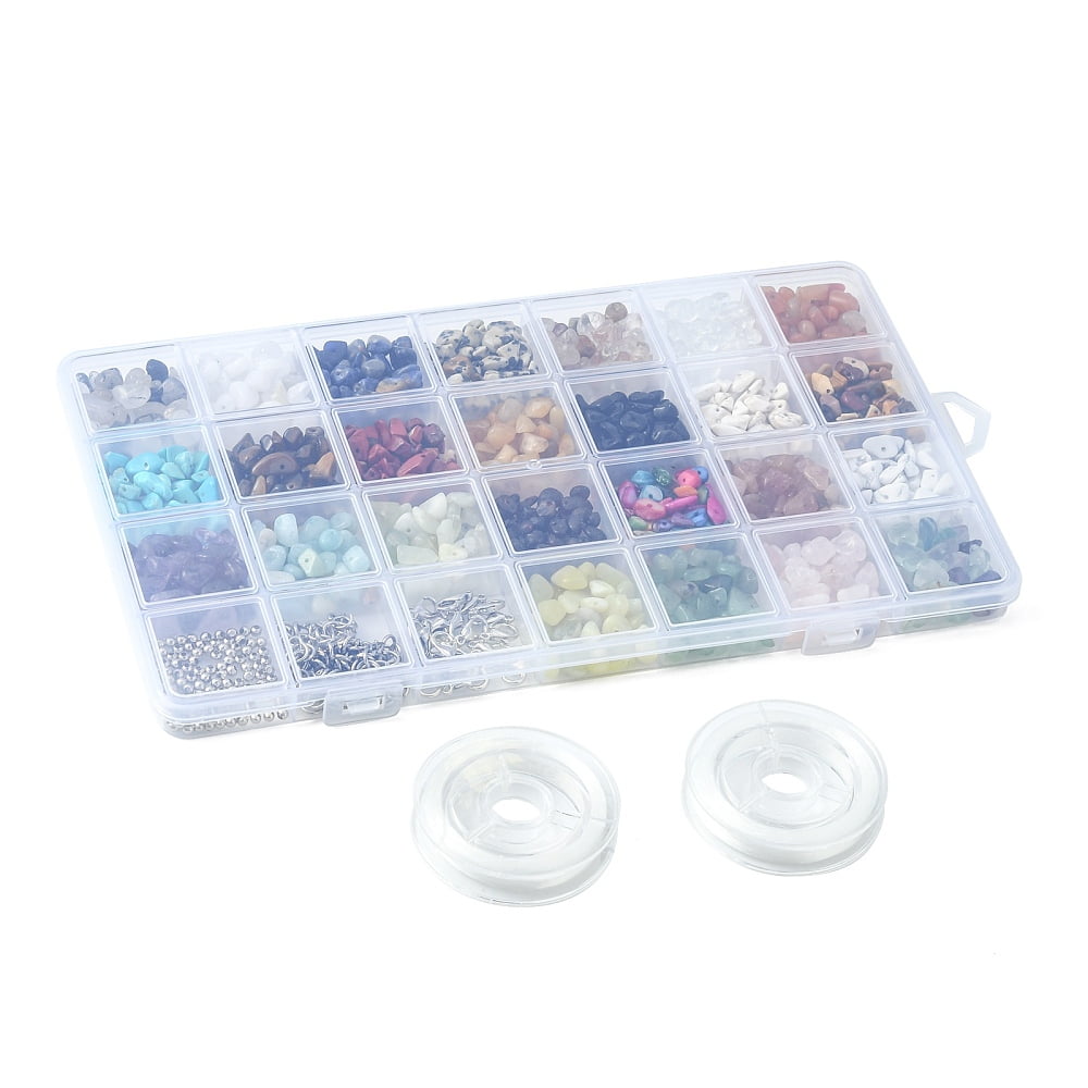 1Bag DIY Mixed Stone Bracelet Making Kit Including Gemstone & Natural Shell Chips Beads Alloy Clasps