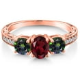 thumbnail image 3 of Gem Stone King 2.12 Ct Red Rhodolite Garnet Green Mystic Topaz 18K Rose Gold Plated Silver Ring (Size 6), 3 of 6