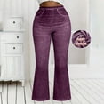 thumbnail image 5 of Stamzod Women's High Waisted Jeggings Pants Stretchy Tummy Control Bootcut Skinny Jean Leggings with Pockets Wine L, 5 of 8