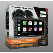 Power Acoustik Car Stereo Bundle: 7" Mechless HD LCD with Capacitive Touchscreen & Bluetooth with (2) 6.5" Speakers | Car Play and Android Auto | Fits 1-DIN and 2-DIN | (WMH7-S1)