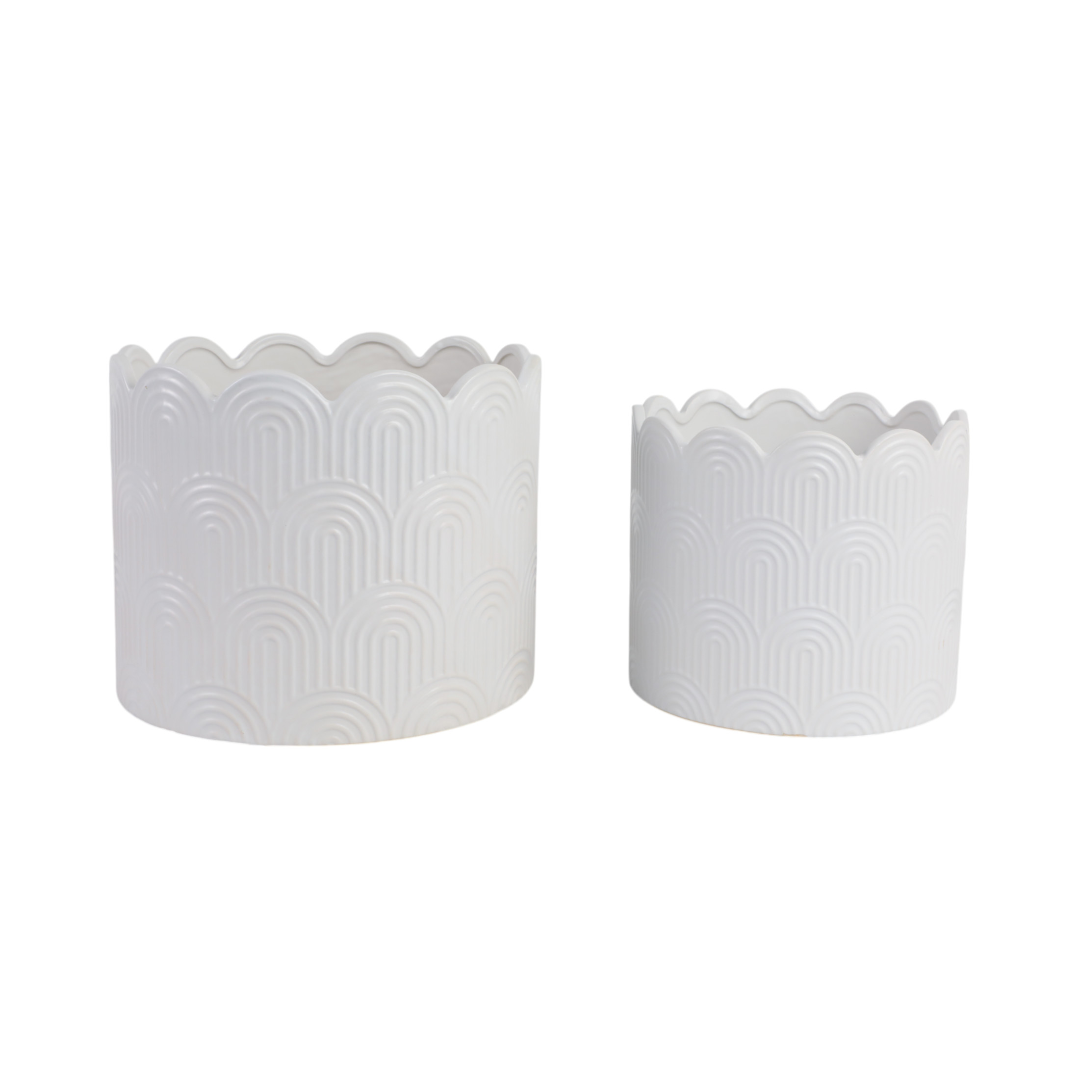 Ceramic Flower Pots and Planters for Home Decor - Indoor or Outdoor Plant Pots for Succulents, Herbs, and Orchids - Decorative Pots for Living Room, Bedroom, or Office - Set of 2, 10", 8",  White