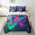 thumbnail image 2 of Gaming 7 Piece Comforter Set Full Bed in a Bag,Gamer Bedding Sets Gothic Spiderwebs Halloween Decorations Blue Green Purple Sheet Set with Comforter Gamer Room Decor, 2 of 6