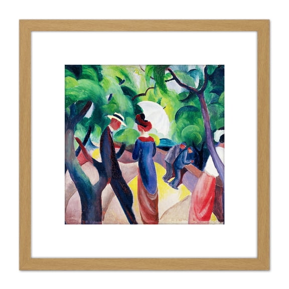Macke August Promenade Painting 8X8 Inch Square Wooden Framed Wall Art Print Picture with Mount